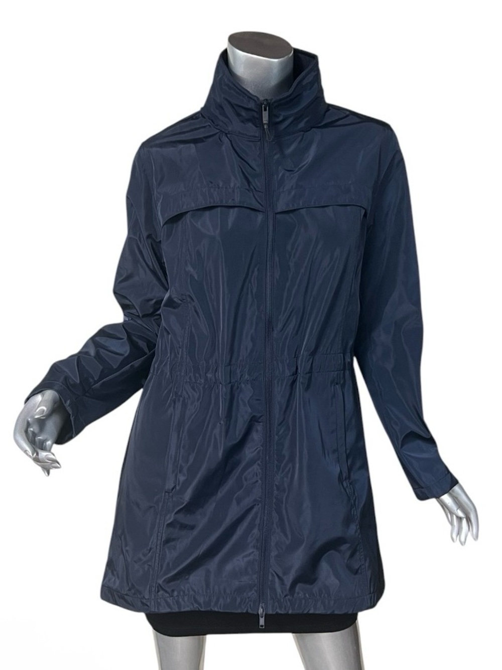 Mondetta Women’s Windbreaker Hooded Full Zip Rain Outdoor Jacket Navy MEDIUM